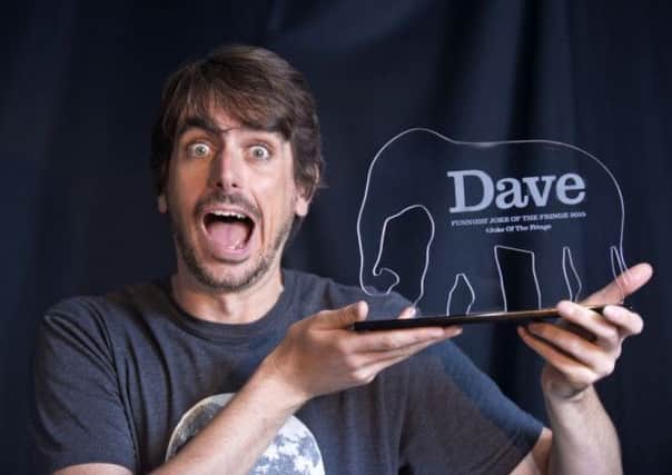 Peterborough comedian Darren Walsh wins the Dave Funniest Joke of the Fringe 2015 award. Photo: UKTV Dave/Martina Salvi