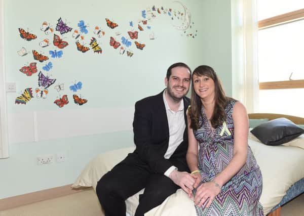 Joanne and Mark Edwards at the opening og the Butterfly Serenity suite at the central birth suite at Burnley General Hospital (s).