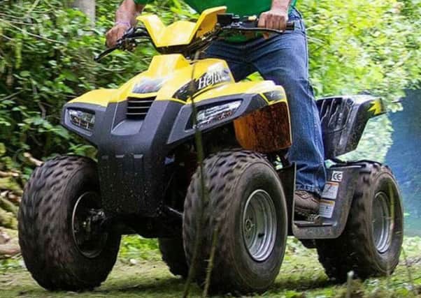 The yellow quadbike stolen from the Sibes and Sled Dogs Husky Welfare track in Barrowford. (S)