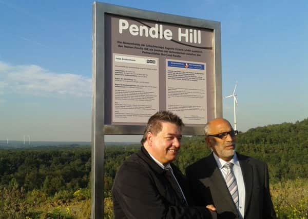 The Mayors of Marl and Pendle officially opening the new Pendle Hill out there in Germany. (S)