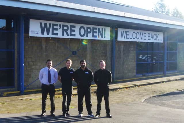 From L-R: Centre Manager Quammer Iqbal, Anthony Slater, Rab Nawaz and Luke Allwood at the reopening of Pendle Wavelengths. (S)