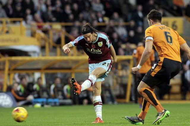 George Boyd gets a shot in on the Wolverhampton Wanderers goal
