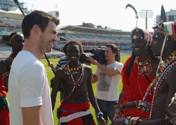 James Anderson meets some of the stars of Warriors.