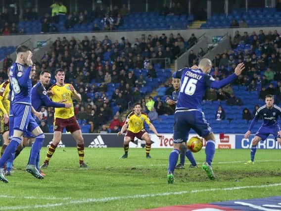 Cardiff's Matthew Connelly scores Burnley's late equaliser