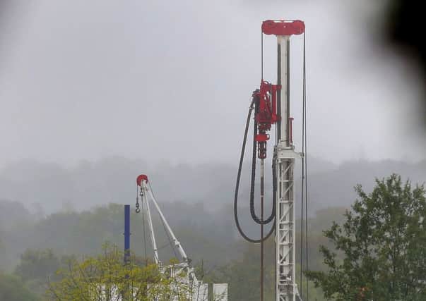 An exploratory fracking drilling rig. (S)