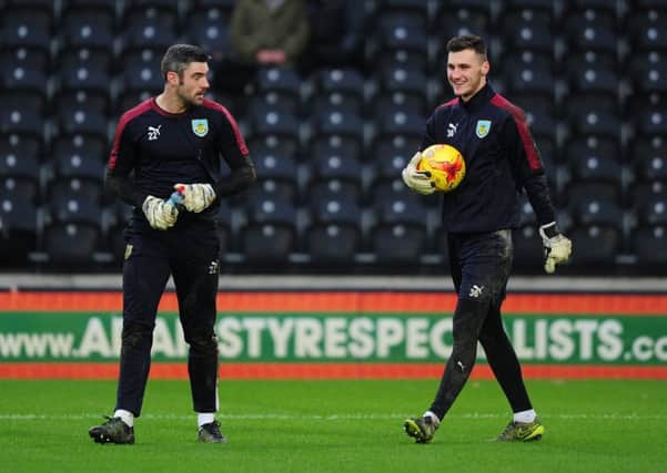 Conor Mitchell, right, warms up with Matt Gilks at Hull City on Boxing Day