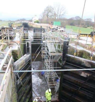 Work at the Barrowford Locks on the Leeds Liverpool Canal.