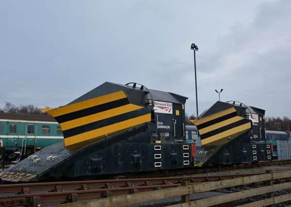 Snow ploughs ready for use by Network Rail.