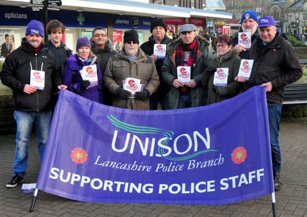 UNISON members demonstrate against government cuts in Burnley town Centre. Photo: David Hurst