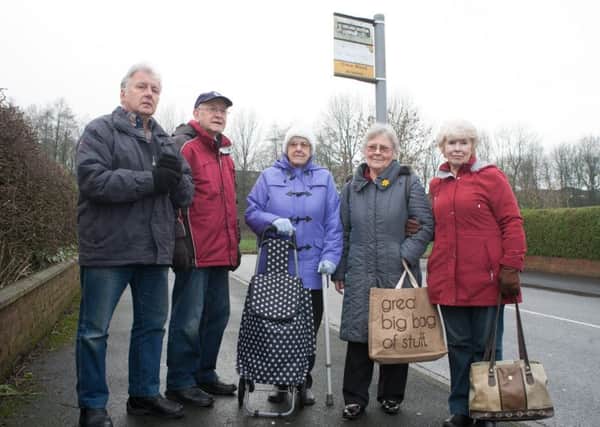 Burnley pensioners Ken Knight, Patrick Ingle, Jean Whalley, Janet Ingle and Jean Knight who are protesting over the proposed cuts to the local bus service.