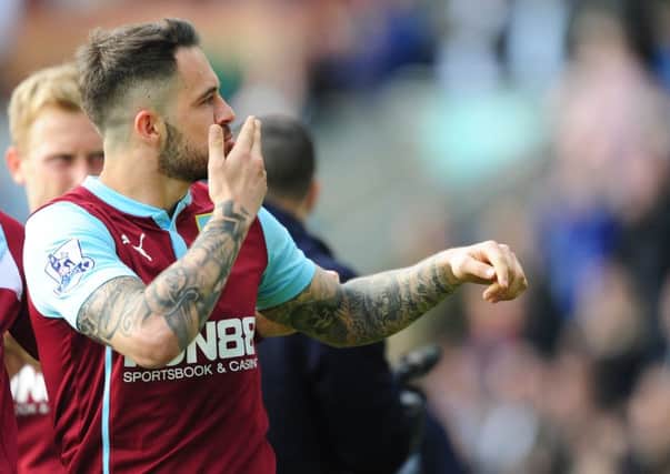 Burnley's Danny Ings applauds the fans during a lap of appreciation by the Burnley players and coaching team

Photographer Chris Vaughan/CameraSport

Football - Barclays Premiership - Burnley v Stoke City - Saturday 16th May 2015 - Turf Moor - Burnley

Â© CameraSport - 43 Linden Ave. Countesthorpe. Leicester. England. LE8 5PG - Tel: +44 (0) 116 277 4147 - admin@camerasport.com - www.camerasport.com