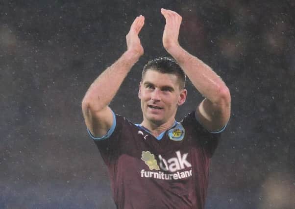 Burnley's Sam Vokes applauds the fans at the end of the game

Photographer Chris Vaughan/CameraSport

Football - The Football League Sky Bet Championship - Burnley v Hull City - Saturday 6th February 2016 - Turf Moor - Burnley 

Â© CameraSport - 43 Linden Ave. Countesthorpe. Leicester. England. LE8 5PG - Tel: +44 (0) 116 277 4147 - admin@camerasport.com - www.camerasport.com