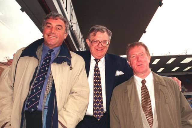 BURNLEY Chairman Frank Teasdale pictured with his then new management team, Stan Ternent and Sam Ellis. 020698/7/A13a