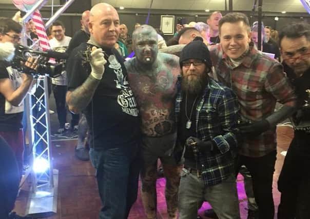 Darren Lovell, Elliot Maxwell and Simon Dewar with HRM The King of Inkland