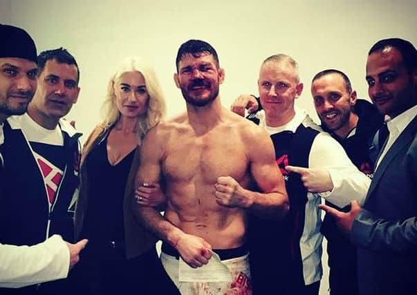 Michael Bisping in his dressing room after victory over Anderson Silva                         Picture: Instagram: @mikebisping