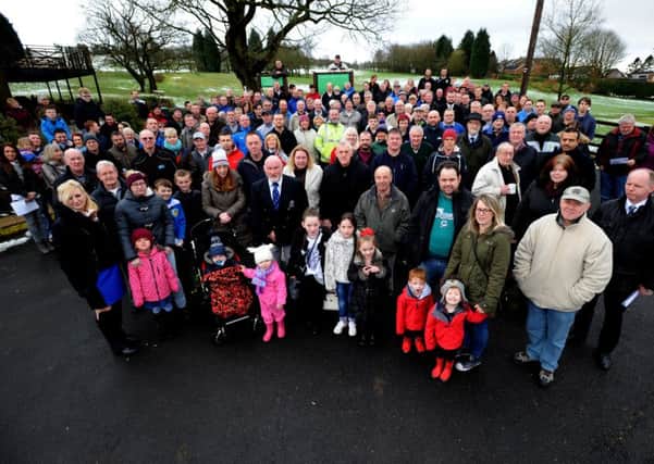 Members of Marsden Park Golf Club, Nelson, were joined by local residents as they joined forces to stage a demonstration against cuts by Pendle Council that could force the close of the club. Picture by Paul Heyes, Saturday March 05, 2016.