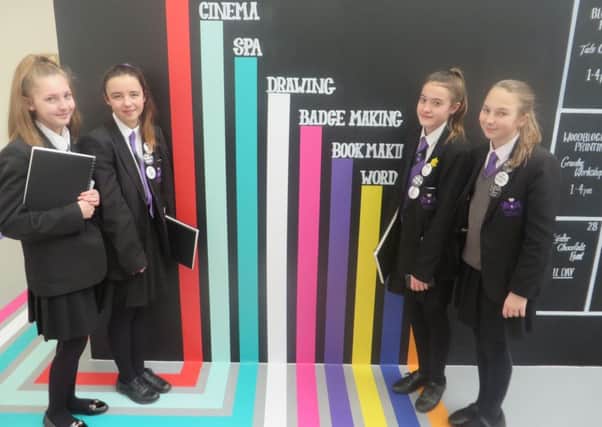 Students (from left) Mia Weatherill, Samantha Manton, Romilly Kendall and Jessica Davies in the Tates art gym (s)