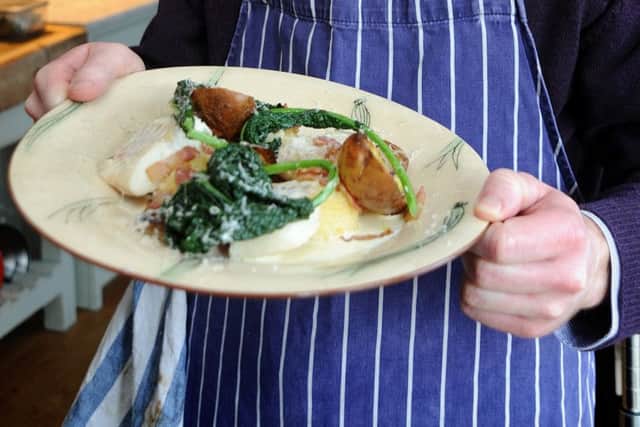 Feature on Paul's Kitchen in Barrowford, with the aptly-named Will Cook being guided through a recipe by chef Paul Dickson.The proud chef and his finished dish.  PIC BY ROB LOCK14-3-2016