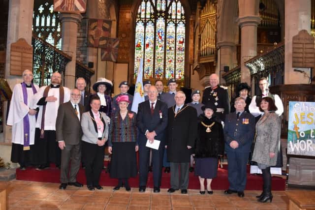 Civic leaders and clergy at the 75th ATc anniversary service at St Peter's Church