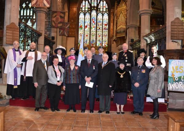 Civic leaders and clergy at the 75th ATc anniversary service at St Peter's Church