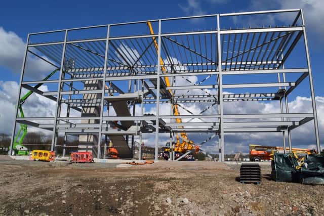The steelwork underway at the new Burnley High School. (s)