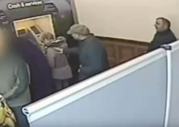 CCTV footage shows distraction thieves undergoing their attempted debit card robbery from Eileen McCartney