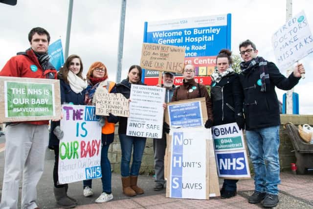 Junior doctors on strike outside Burnley General Hospital