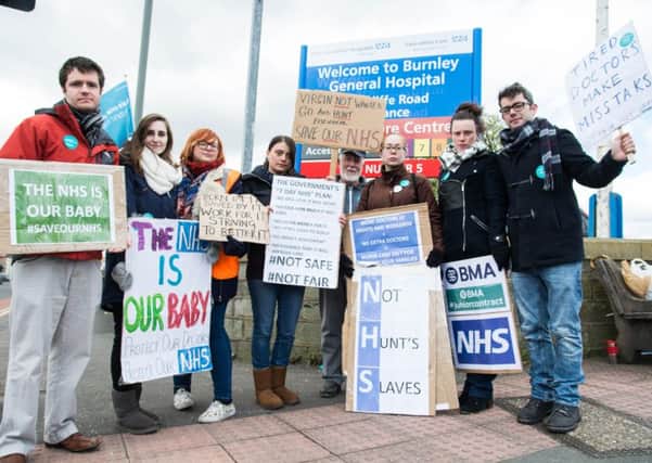 Junior doctors on strike outside Burnley General Hospital