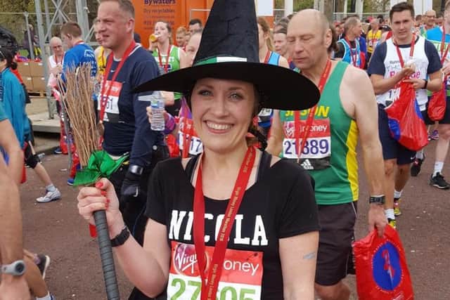 Nicola Nuttall ran as a witch in the London Marathon (s)