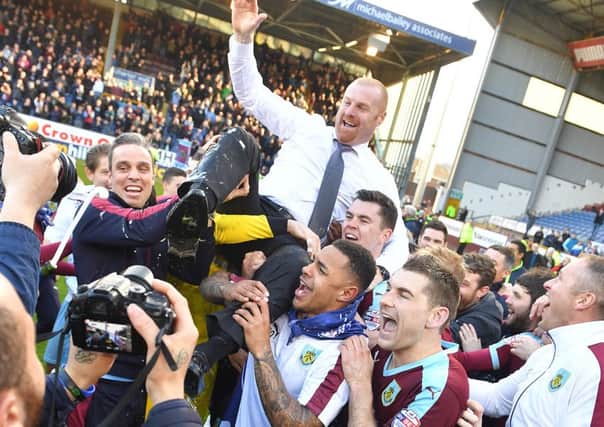 The celebrations at Turf Moor following Burnley's win over QPR which sealed promotion back to the top flight