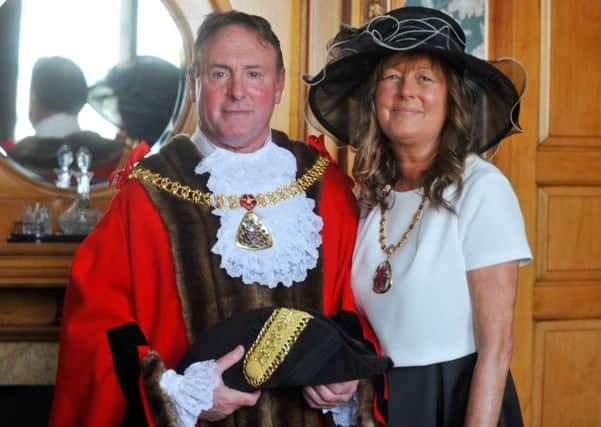 The new Mayor of Burnley Coun Jeff Sumner and his wife Mayoress Lesley Sumner, right, at the Mayor Making ceremony, held at Burnley Town Hall.