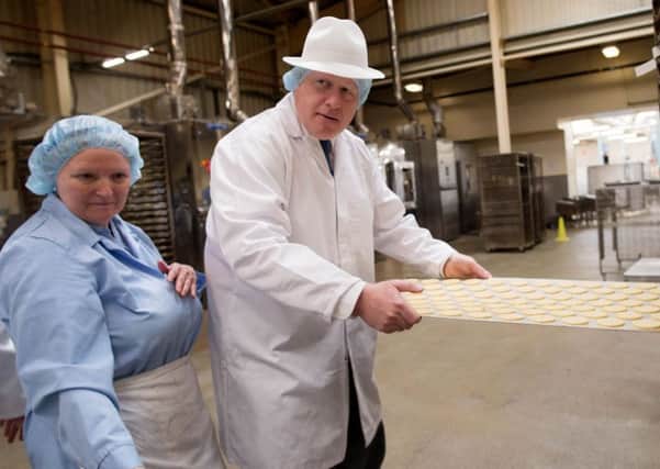Boris Johnson during a visit to Farmhouse Biscuits in Nelson, Lancashire, where he along with Priti Patel and Michael Gove were campaigning on behalf of the Vote Leave EU referendum campaign. PRESS ASSOCIATION Photo. Picture date: Thursday June 2, 2016. See PA story POLITICS EU. Photo credit should read: Stefan Rousseau/PA Wire