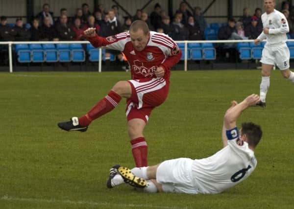 Phil Eastwood pictured in action for Bamber Bridge against AFC Fylde