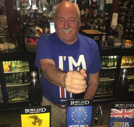 Ken Hind  pictured  Voting In at the Waddington Armsin Waddington where a "beer poll" offered  customers a chance to select a Bowland Brewery In ale or an Out ale.