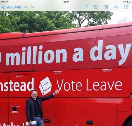 Andy Jones with the Vote Leave Bus