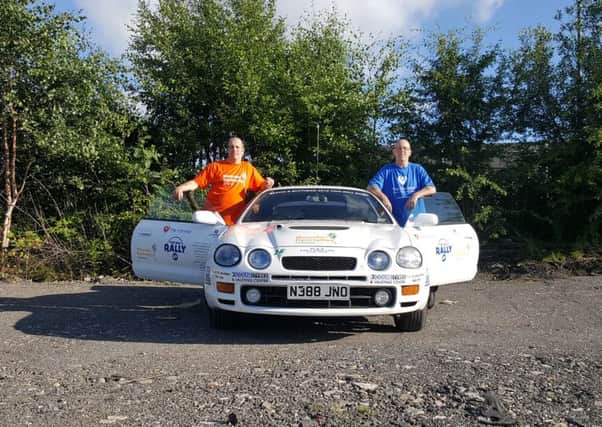 Edward Wilkinson and Andrew Mortimer, from Nelson, are taking part in the Two Ball Banger Rally (s)