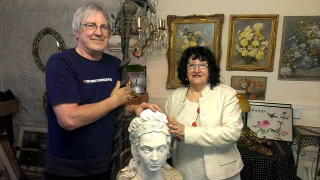 Jeff Hewitt and Alice Barry at their new antiques and collectibles shop