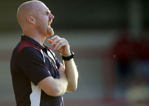 Burnley manager Sean Dyche during the pre-season friendly match at the Globe Arena, Morecambe. PRESS ASSOCIATION Photo. Picture date: Tuesday July 19, 2016. See PA story SOCCER Morecambe. Photo credit should read: Richard Sellers/PA Wire. RESTRICTIONS: EDITORIAL USE ONLY No use with unauthorised audio, video, data, fixture lists, club/league logos or "live" services. Online in-match use limited to 75 images, no video emulation. No use in betting, games or single club/league/player publications.