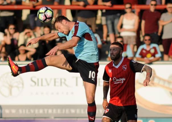 Action and stock from Morecambe v Burnley pre-season friendly, at the Globe Arena.Burnley's Ashley Barnes.  PIC BY ROB LOCK19-7-2016