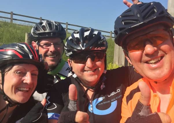(From l-r) Paula Cullen, PC Carl Nevison and PCSOs Neil Wallin and Mark Hyde are doing a coast to coast charity cycle ride raising money for BK's Heroes (s)