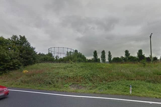 The gasholder can be seen from the M65. Photo: Google
