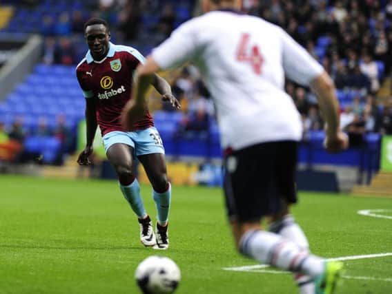 Dan Agyei in action for Burnley against Bolton Wanderers in pre-season. Photo Kelvin Stuttard