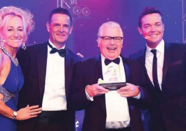 (Left to right) Lucy Huxley, editor in chief at the Travel Weekly Group, Colin Wilson from All Leisure Holidays, Eddie Starkie, managing director at Althams Travel and host Stephen Mulhern.