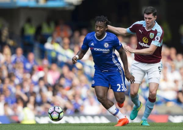 Chelsea's Michy Batshuayi holds off the challenge from Burnley's Michael KeanePhotographer Craig Mercer/CameraSportThe Premier League - Chelsea v Burnley - Saturday 27 August 2016 - Stamford Bridge - LondonWorld Copyright Â© 2016 CameraSport. All rights reserved. 43 Linden Ave. Countesthorpe. Leicester. England. LE8 5PG - Tel: +44 (0) 116 277 4147 - admin@camerasport.com - www.camerasport.com