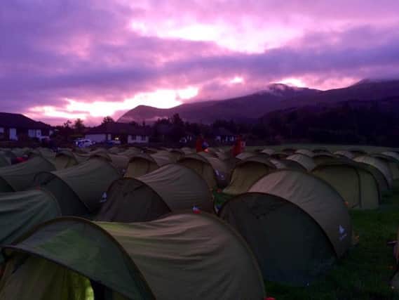 Base camp in the shadow of Ben Nevis