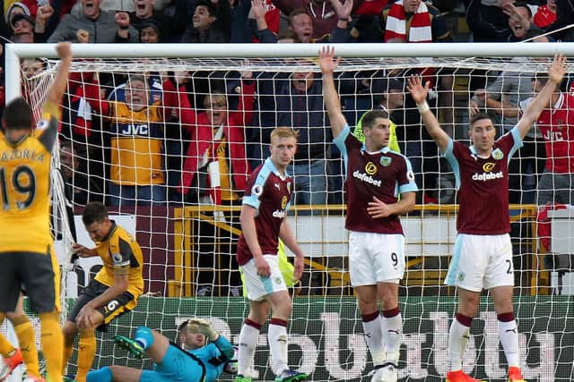 The Burnley players appeal in vain