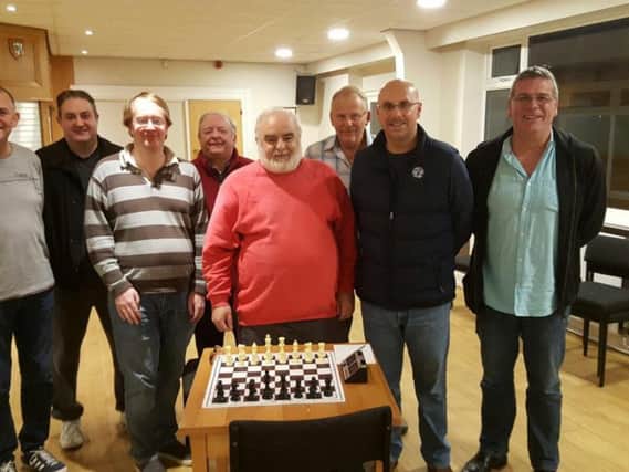 Burnley Chess Club members at their new home who are (from left to right) Brian Smith, Rob Tokeley, Martyn Hamer, Peter Dickinson, David Innes,  Jim Hollingworth, Andrew Clarkson and Steve Horrocks.
