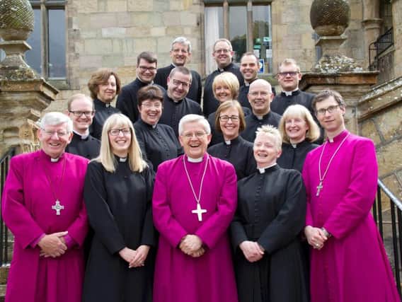All Deacons and Priests with Bishops on retreat at Whalley Abbey, with Philip North front right.