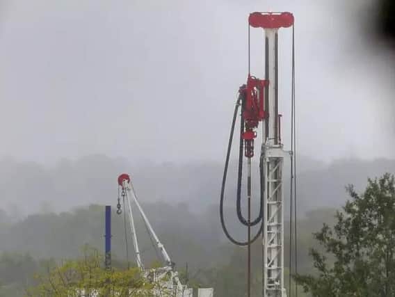 An exploratory fracking drilling rig