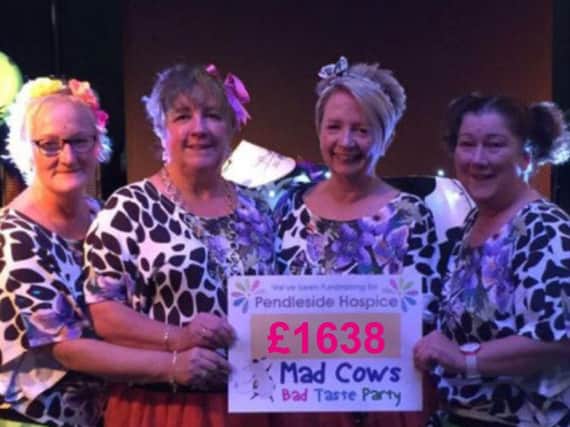 The Mad Cows (left to right) Kathryn Ellidge, Susan Boden, Kim Atkinson and Lesley Beckett  who held a  Bad Taste Ball for Pendleside Hospice. (s)